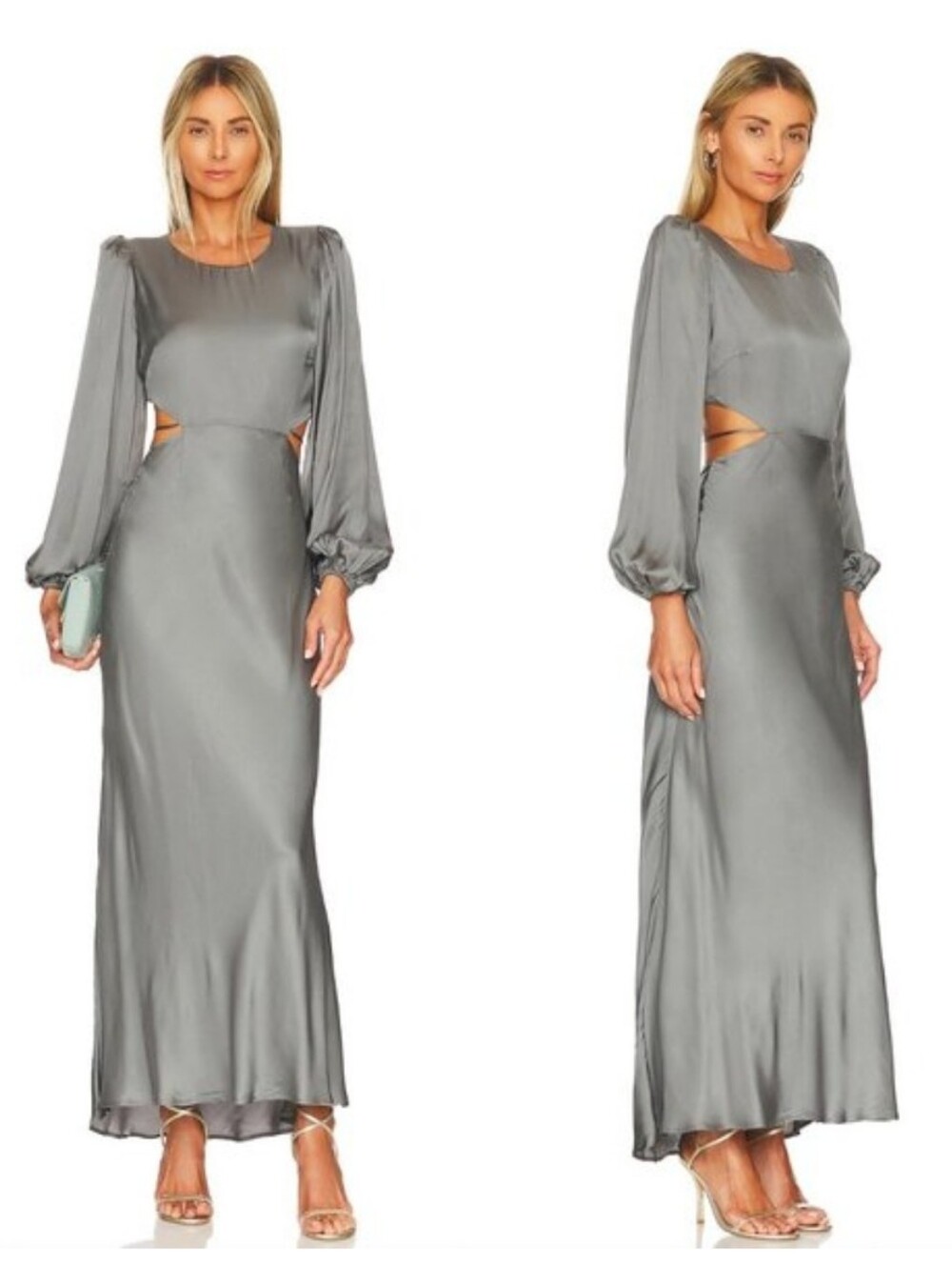 Astr Long Sleeve Maxi Dress in Slate Gray